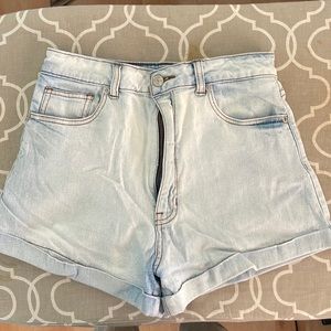 Medium High Waisted Light Wash Denim Shorts